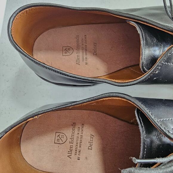 EUC Allen Edmonds Men\'s Black Leather Resoled Split Toe Delray Dress Shoes 15 B main image 4